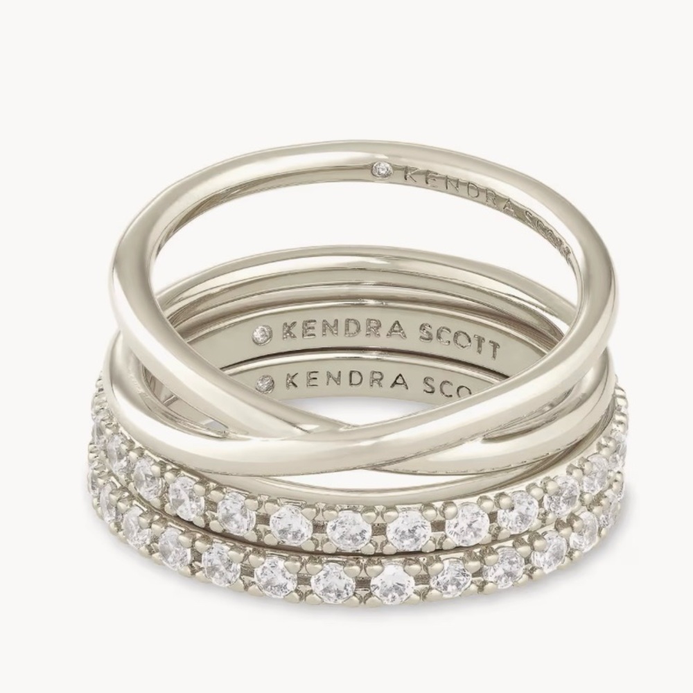 Kendra Scott Silver Crystal Ring Set